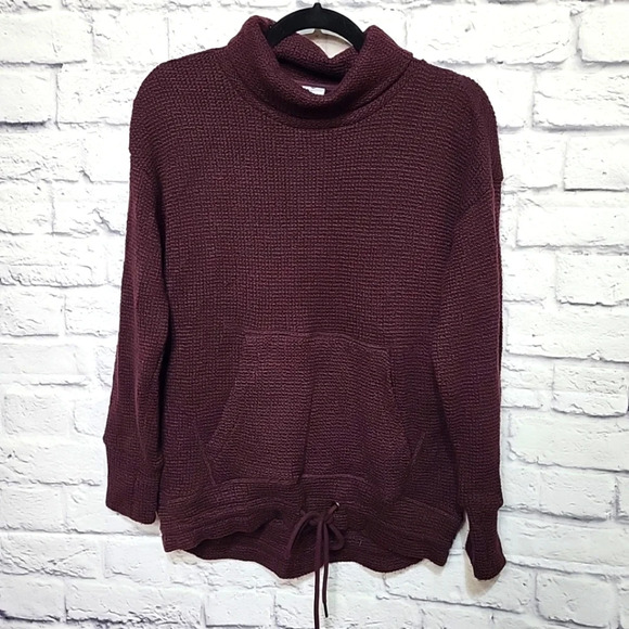 Women's Textured Pullover Pockets Relaxed Soft SMALL Burgundy‎ NWT Drawstring - Picture 1 of 10